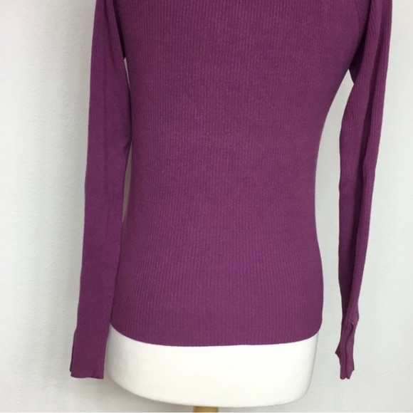1775 Womens Mauve High Collar Ribbed Snap Button Long Sleeve Knit Top Size Large - Picture 9 of 14